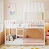 Costway Twin Over Twin House Bunk Bed with Roof, Ladder & Full-length Guardrails for Kids Natural/White - 4 of 4