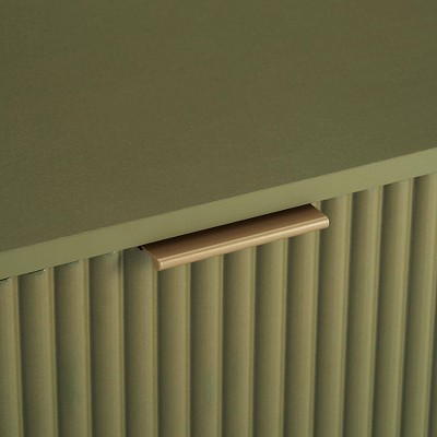 Olive Green Vertical Ribbed 6-Drawer Double Dresser with Soft Close