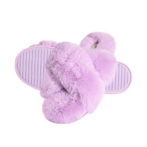 Jessica Simpson Womens Cross Band Plush Slide Slipper Slide - 1 of 4