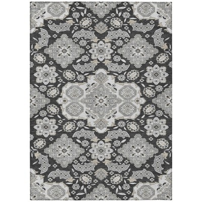 HomeRoots 10' X 14' Charcoal Gray And Beige Medallion Washable Indoor Outdoor Area Rug