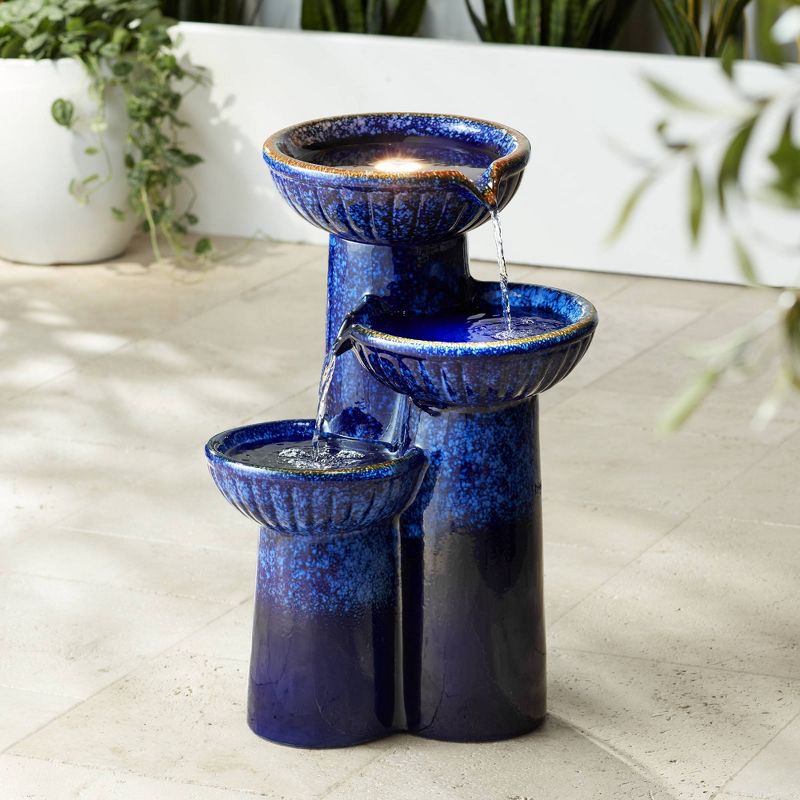 John Timberland Modern Outdoor Floor Water Fountain with Light LED 26 3/4" High Cascading Bowls for Yard Garden Patio Deck, 2 of 10