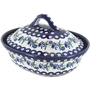 Blue Rose Polish Pottery 1156 Zaklady Small Oval Baker with Lid - 1 of 1