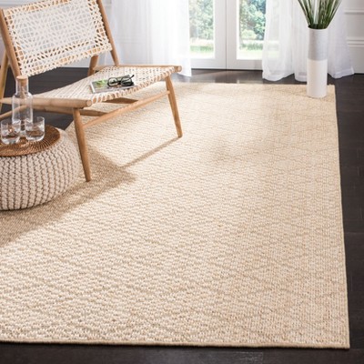 Beige Geometric Flat Woven Sisal 3' x 5' Area Rug