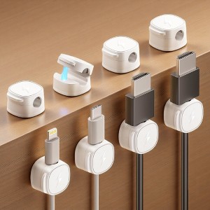 FONTOI 6/8/12 Pack Magnetic Cord Organizer, Cable Clips Holder for Nightstand, Cable Clips Wire Management, Universal Fit, White / Black - 1 of 4
