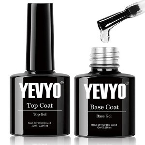 YEVYO Gel No Wipe Top Coat & Base Coat Set On Acrylic False Nail Kits - 2 Pcs - 10 ML - 1 of 4