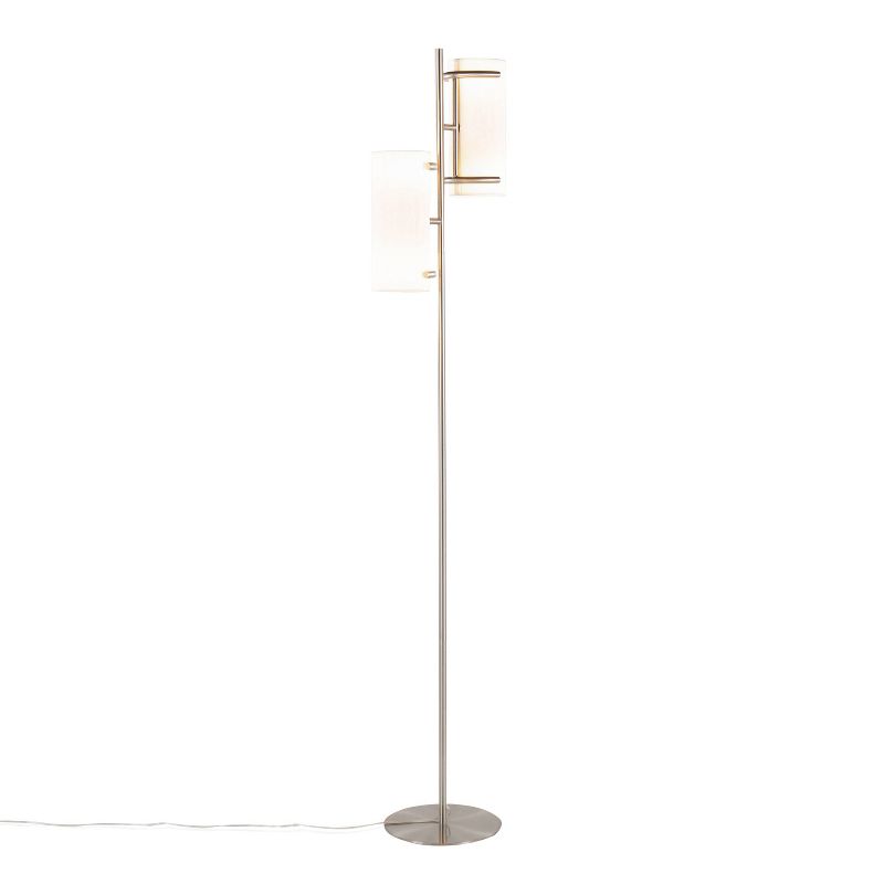 LumiSource Rhonda Contemporary/Glam Floor Lamp in Brushed Nickel with White Shade, 2 of 11
