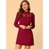 INSPIRE CHIC Women's Mesh Sheer Panel Peter Pan Collar Dots A-line Mini Dress - 4 of 4