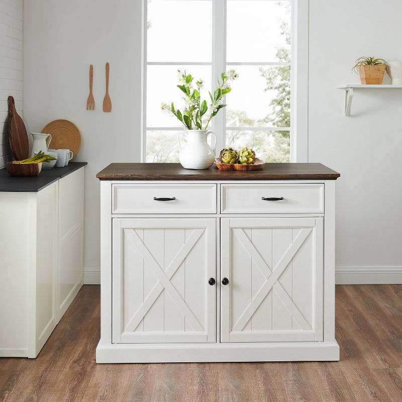 Clifton Kitchen Island Distressed White/Brown - Crosley, 4 of 16