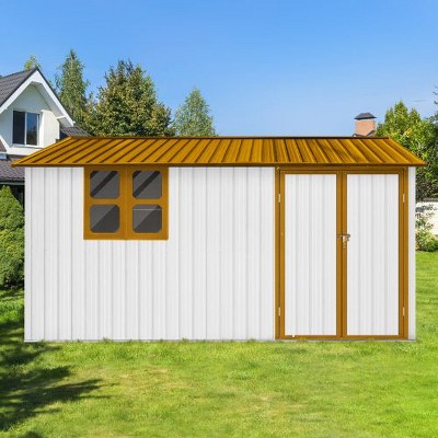 NicBex 10x12Ft Metal Garden Sheds, Outdoor Storage Sheds, Gazebos with a Practical Pent Roof, Carports with Window for Garden, Patios, Lawns
