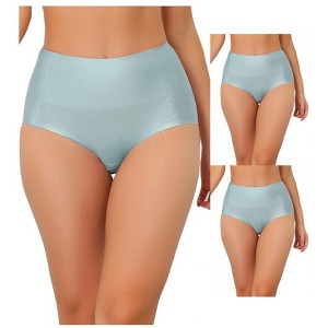 Allegra K Women's Tummy Control Unlined High-Waisted Breathable Hipster Underwear 3 Packs - 1 of 4