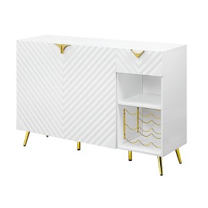 54" Gaines Kitchen and Dining Cabinet White High Gloss Finish - Acme Furniture: Wood Composite, 8 Shelves, 1 Drawer - 1 of 4