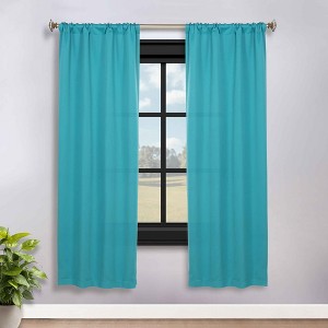 Classic Modern Solid Room Darkening Semi-Blackout Curtains, Rod Pocket, Set of 2 by Blue Nile Mills - 1 of 4