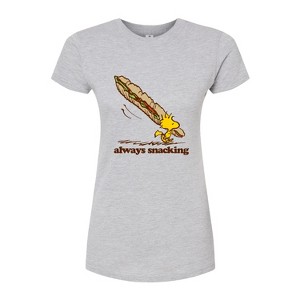 Women's - Peanuts - Always Snacking Fitted Graphic T-Shirt - 1 of 4