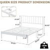 Metal Bed Frame with Headboard, Heavy-Duty Platform Mattress Foundation with Steel Slats, Underbed Storage, No Box Spring Needed, White - 2 of 4