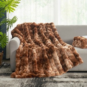 Cozy Bliss Bubble Faux Fur Throw Blankets, Plush Soft Thick Blanket for Sofa, Bedroom, Living Room - 1 of 4