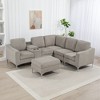 95.67" Convertible Corduroy Modular Sectional Sofa with Storage Ottoman, Console and USB Ports - 4 of 4