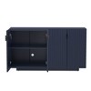 Hostack Sideboard Buffet Cabinet with Ample Storage Space, 4 Fluted Doors and Adjustable Shelves for Dining&Living Room, Antique Navy - 2 of 4
