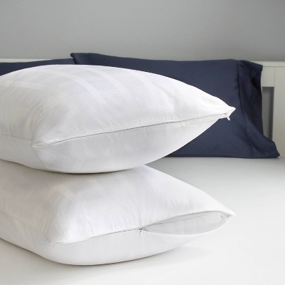 King Size White Cotton Zippered Pillow Protector