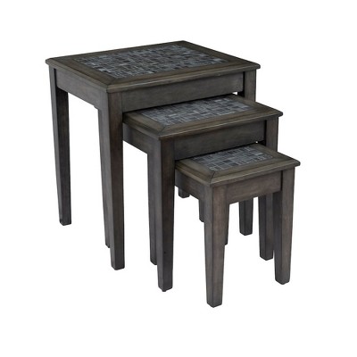Jofran, Baroque Nesting Tables with Mosaic Tile Inlay (Set of 3), Gray
