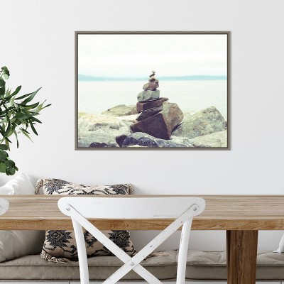 Bay Rocks and Beach II Framed Canvas Print, 24" x 18"