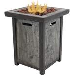 Sunnydaze Outdoor Smokeless Cast Stone Propane Gas Fire Pit Table with Weathered Wood Look - 24" Square x 25" H