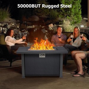 44 Inch Propane Fire Pit Table, 50000BTU Rectangle Fire Table with Cover & Rain Cover, Sturdy Steel and Iron Fence Surface, CSA Safety Certified - 1 of 4