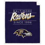 NFL Baltimore Ravens Legacy Script Sherpa Flannel Fleece Blanket