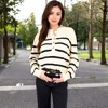 Anna-Kaci Women's Striped Waffle Knit Pullover with Button Down Collar - 2 of 4