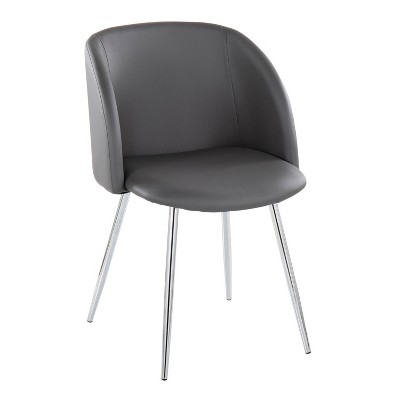 Grey Velvet and Faux Leather Upholstered Arm Chair with Metal Legs