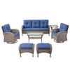 Outdoor 3-Seat Sofa Swivel Chair Table with Ottomans - 3 of 4