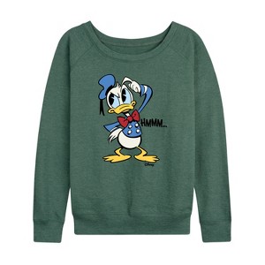 Women's - Disney - Donald Duck Lightweight French Terry Wide Neck Long Sleeve Shirt - 1 of 4