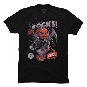 Men's Design By Humans Rock Pumpkin By EduEly T-Shirt - 1 of 4