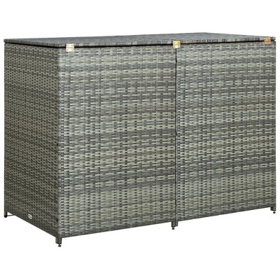 VidaXL Double Wheelie Bin Shed Poly Rattan Anthracite 58.3"x30.3"x43.7"