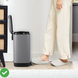 Bathroom Waste Bin 12L Capacity w/ Odor-Blocking Lid Hands-Free Foot Pedal Operation - 1 of 4