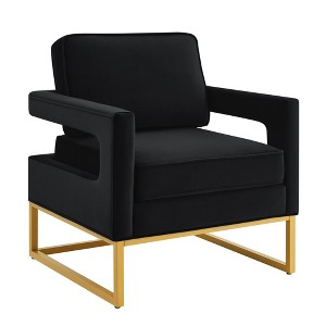 NicBex Velvet Accent Chair with Metal Base,Upholstered Living Room Chairs with High Backrest and Open Armrest,Accent Chairs for Living Room - 1 of 4