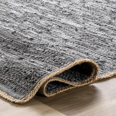 Handmade Reversible Flat-Woven Cotton Rug, 9' x 12', Gray