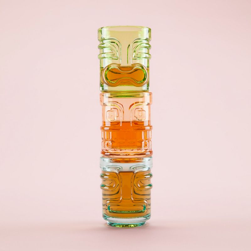 True Zoo Tiki Shot Glasses for Cocktails - Stackable Tropical Glassware Shot Glass Set, Tiki Colored Glass, Holds 2 Ounces, Multicolor, Set of 3, 2 of 8