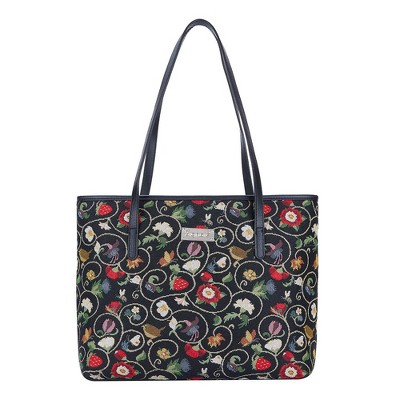 Signare USA Jacobean Dream Black Shoulder Tote Bag