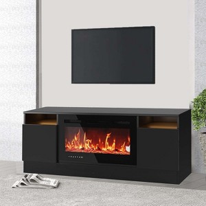 Modern Entertainment Center with Storage Cabinet Up to 75" TV, White Modern TV Stand for Living Room - 1 of 4