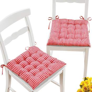 Collections Etc Gingham Plaid Patterned Dining Chair Pads - Set of 2