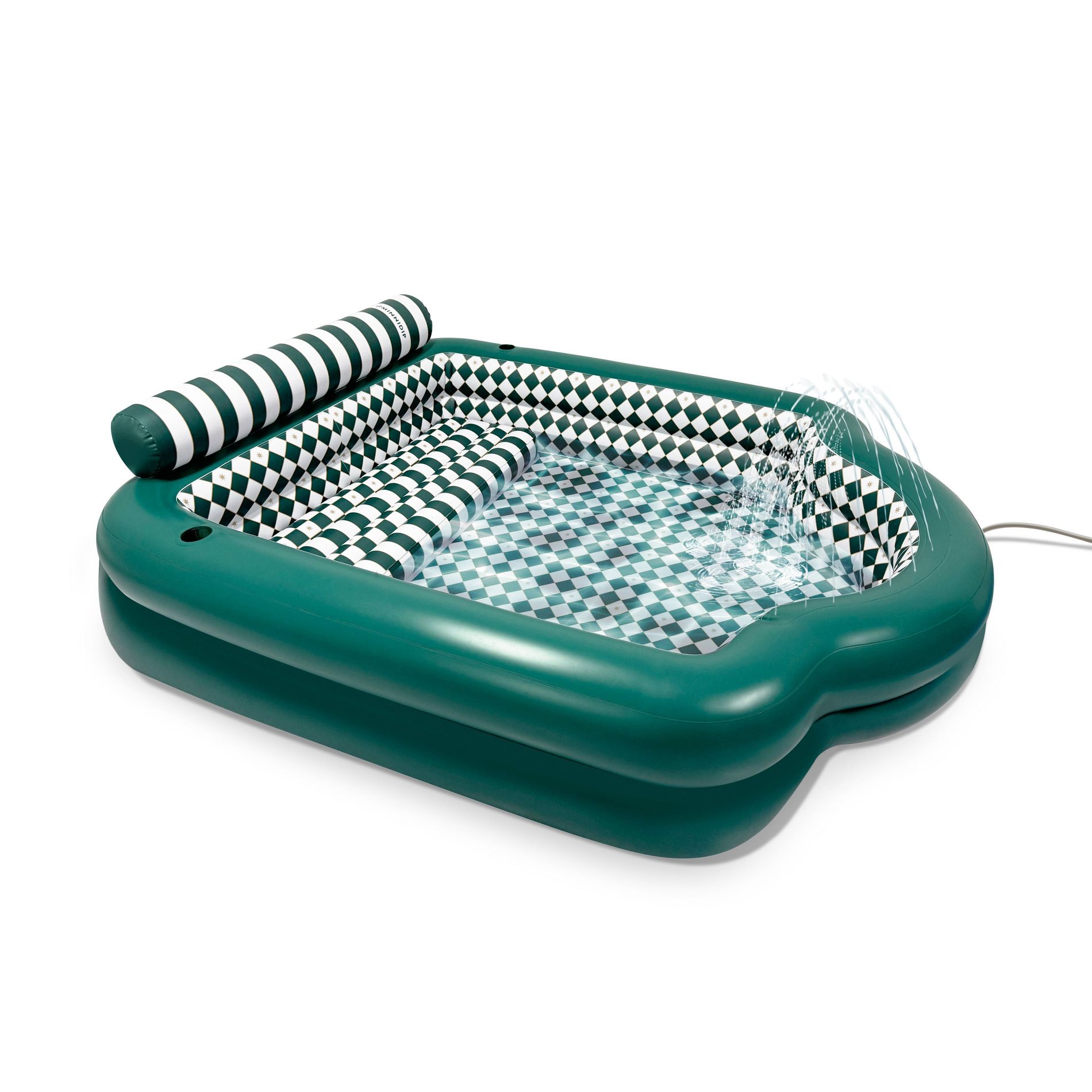 MINNIDIP 13' x 13' x 9' Exclusive Resort 26 Collection Sprinkler Pool with Bench - Oasis Tiles Teal