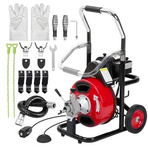 Heavy-Duty Electric Drain Cleaner Machine -250W Auto-Feed Sewer Snake,Portable Auger for 1"-4" Pipes,4 Cutters,and Foot Switch - 1 of 4