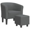 VidaXL Tub Chair with Footstool Dark Gray Fabric - 2 of 4