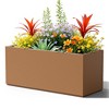 TOAOTBNBO Metal Planters Pots with Drainage Holes, Outdoor Rectangular Planter, Tall Porch Planters for Outdoor and Garden, Brown - 2 of 4