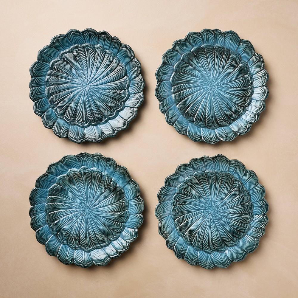 4pc 9" Stoneware Feather Salad Plates - John Derian
