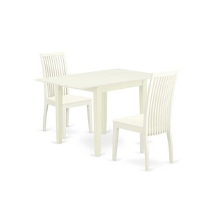HomeStock 3-Pc Linen White Finish Solid Wood Top Dining Table Set - 1 of 4