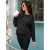 ATHLECHIC Women's Crewneck Fleece Oversized Fashion Fall Outfits Pullover Hoodless Tops Cropped Sweatshirt - 3 of 4