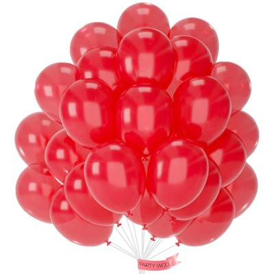 PartyWoo Balloons Pearl Red 12 Inch 50 pcs