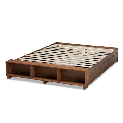 Arthur King Size Ash Walnut Wood Platform Bed with Storage