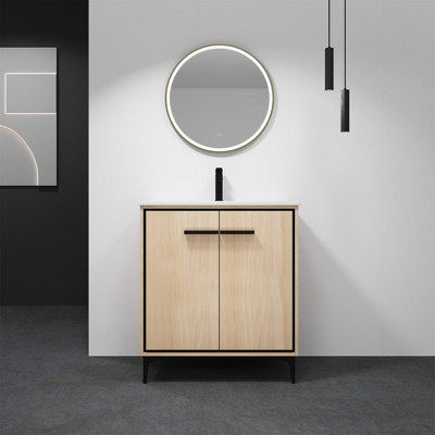 Single Sink Bathroom Vanity, With 2 Soft Closing Doors, Bathroom Vanity With Top Sink, Modern Bathroom Storage Cabinet